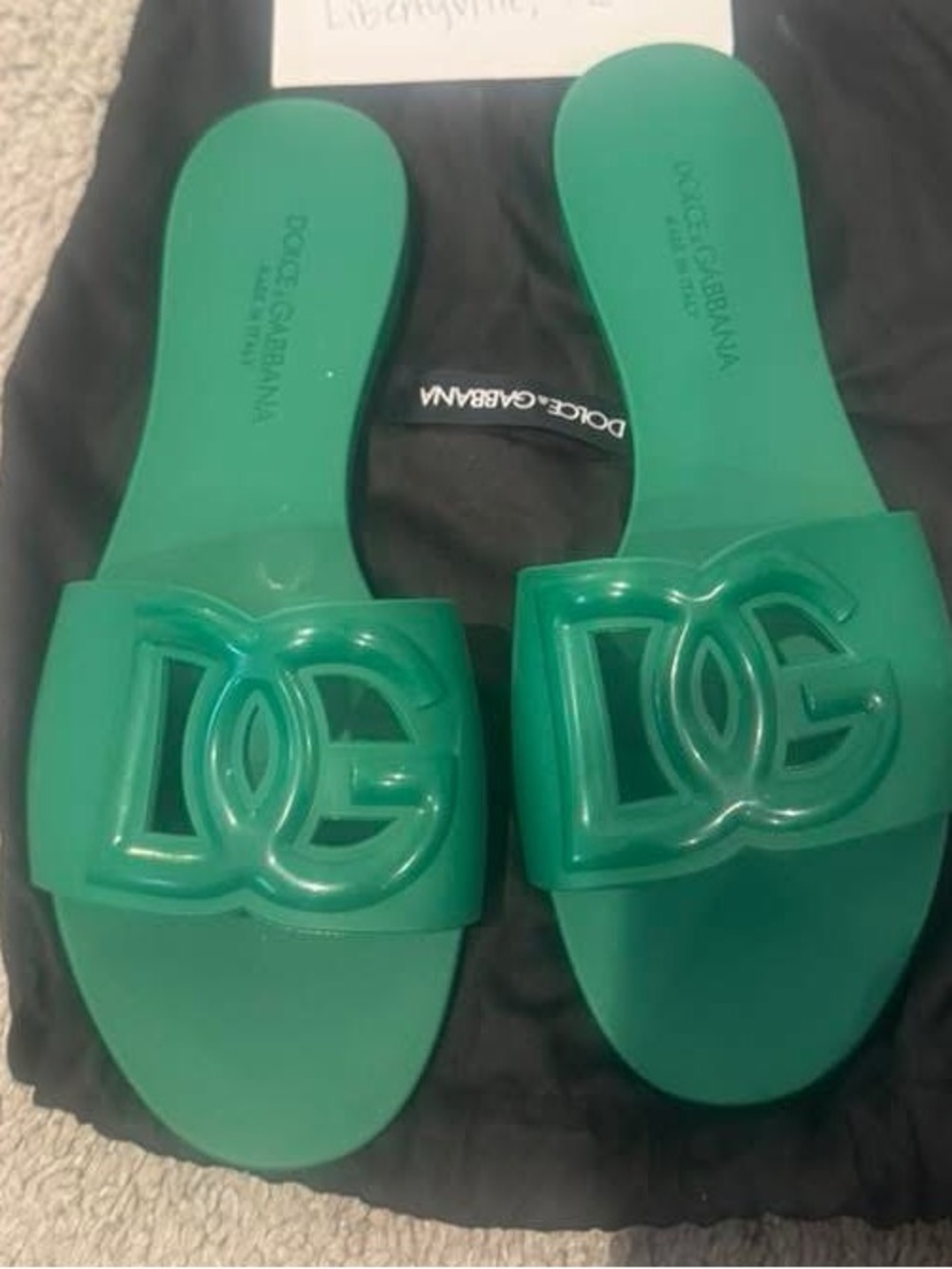 Dolce & Gabbana Bianca Interlock Green Sandals